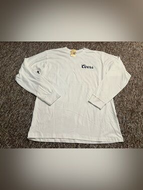 Coors Banquet Men’s Tee Luv White Long Sleeve Graphic Shirt Size Medium New